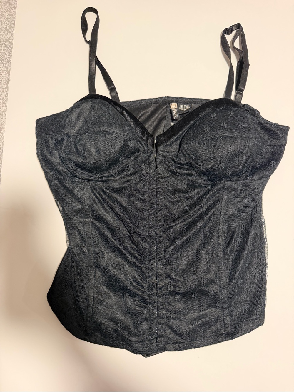 Black y2k Vintage Lace Bustier Top - Women size L